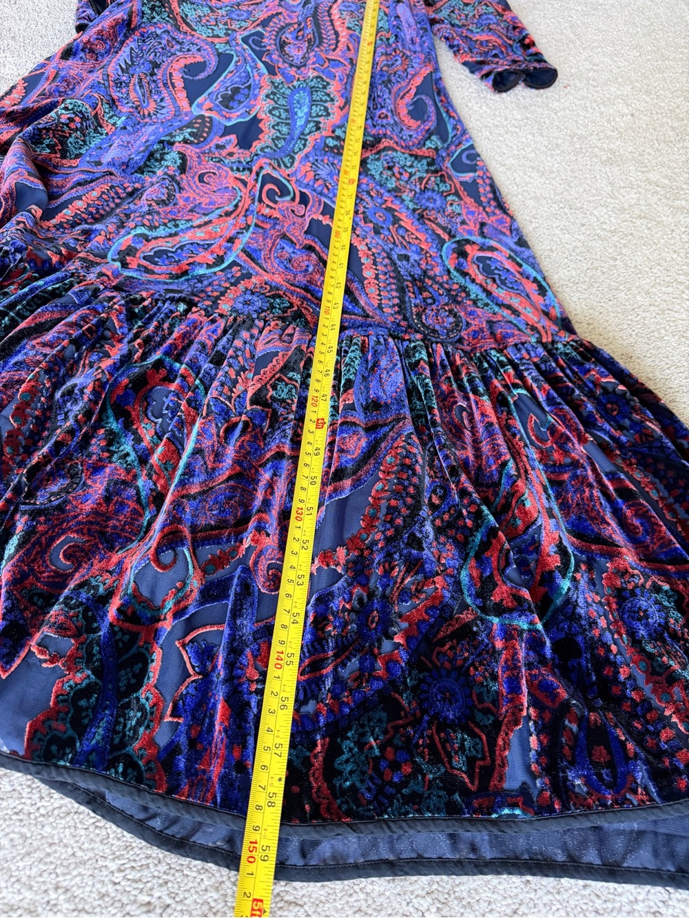 Anthropologie Burnout Velvet Paisley Maxi Dress Blue Purple Size 10 - Picture 15 of 16
